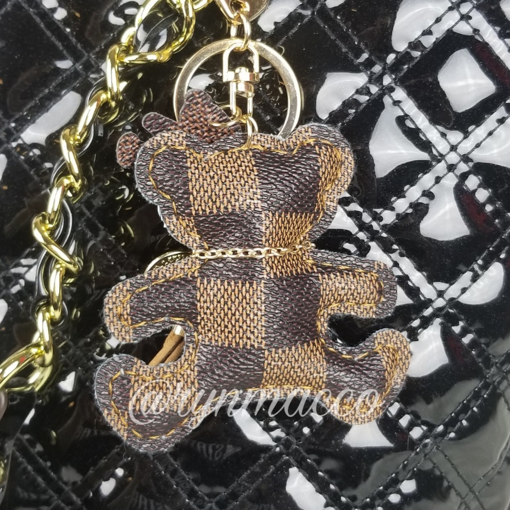 Brown Leather Teddy Bear Tassel Keyring - Picture 2 of 8